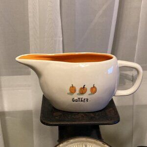 NWOT Rae Dunn "GATHER" THANKSGIVING Gravy Boat with Pumpkins